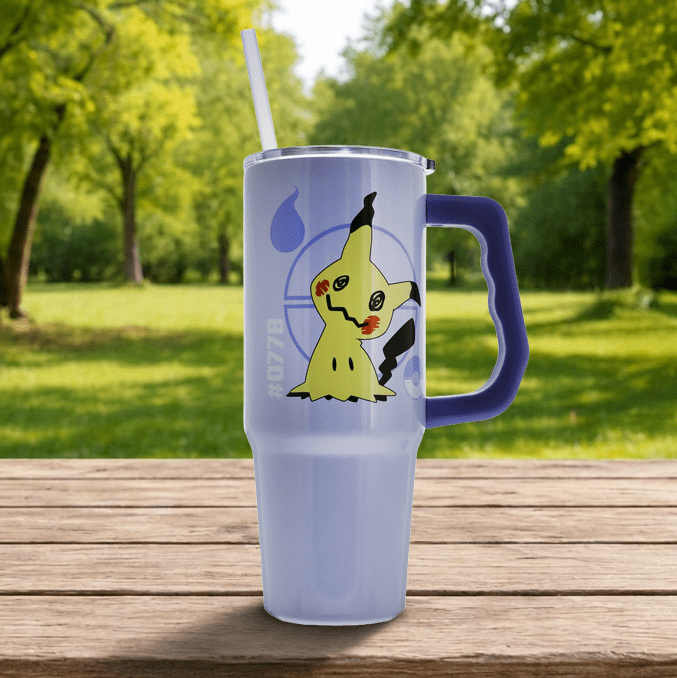 Pokemon Mimikyu & Type 30oz Stainless Steel Tumbler with Handle and Straw
