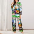 thumbnail image 3 of Lsque Pikmin Pattern Long Sleeve Pajama Set for Women - Soft 2-Piece Sleepwear and Loungewear Set with Pockets, Comfy Nightwear, 3 of 8