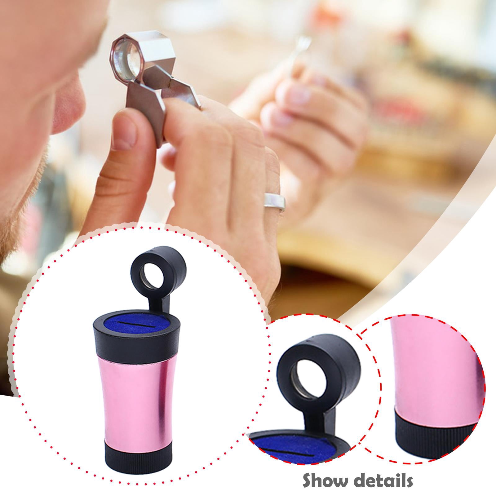 yuksok Diamond Inscription Reader Sturdy Magnifier Prism for Home Use Professionals pink