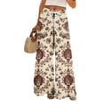 thumbnail image 2 of Dress Pants Women Petite High Waisted Wide Leg Summer Beach Vacation Pants Boho Lounge Casual Palazzo Trousers Brown M, 2 of 8