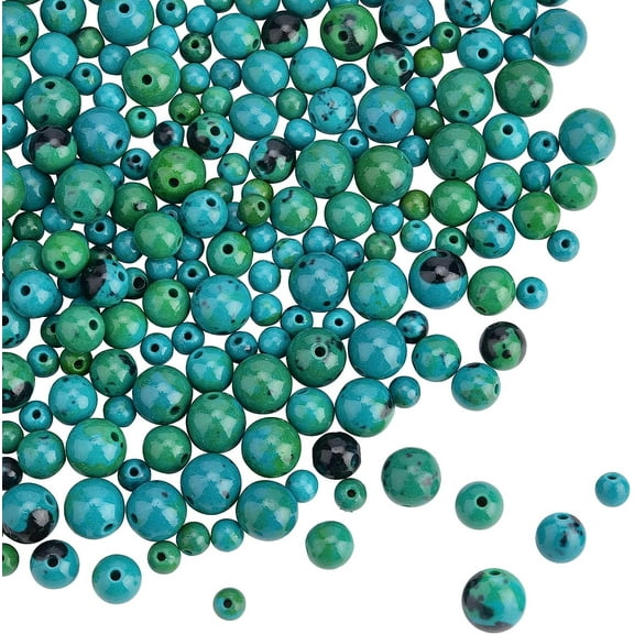 1Box 408Pcs Chrysocolla Beads 4mm 6mm 8mm Natural Stone Beads Round Loose Gemstone Beads Energy Stone for Bracelet Necklace Jewelry Making 6 Strands - 3 Styles