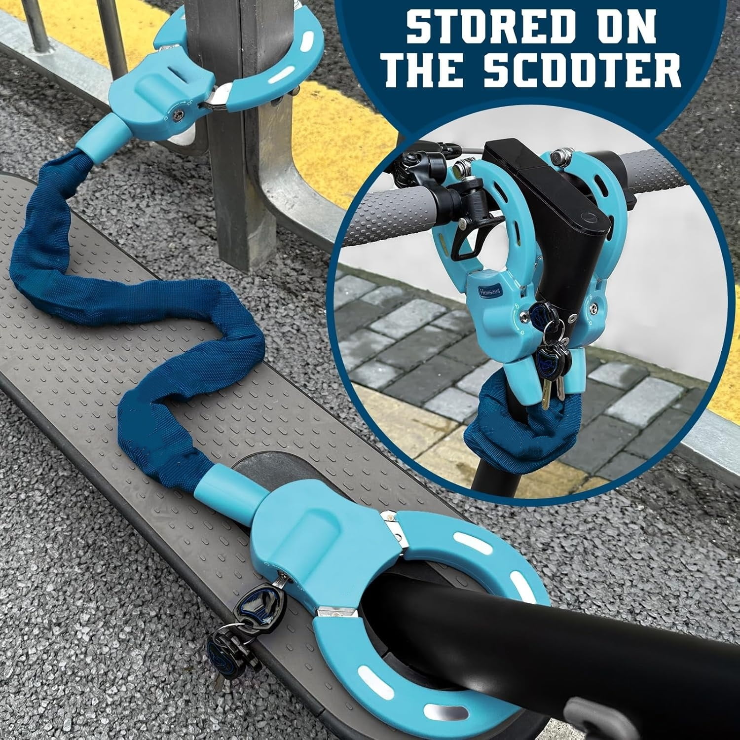 Scooter Lock, Scooter Locks Anti Theft, 36.22inch Colorful Electric Scooter Handcuff Lock, Bike Locks High Security with Key, Accessories for E Scooter, E Bike