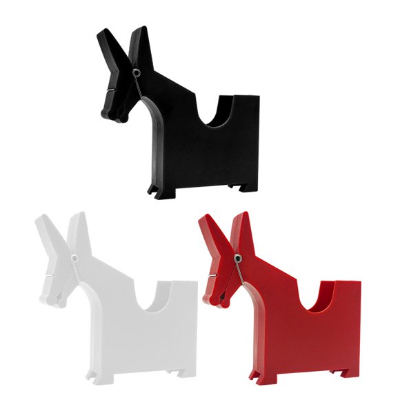 Clips de notas Mule, clips de notas de escritorio de tres colores, adornos de escritorio de oficina de plástico - paquete de 3 - blanco + negro + rojo