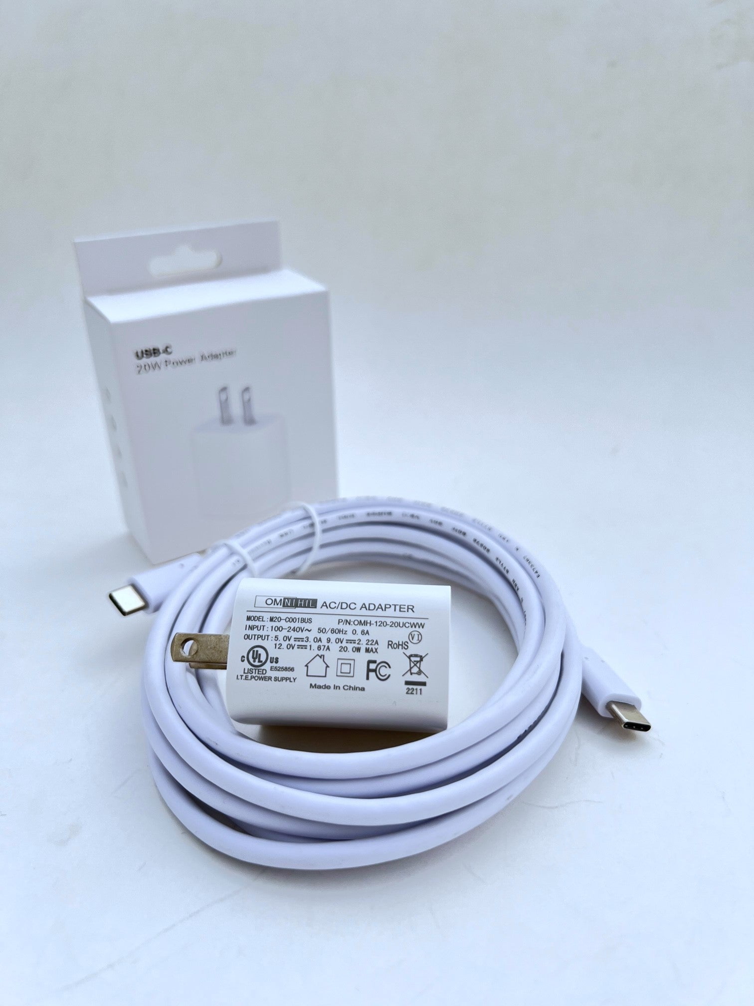 UL Listed] OMNIHIL Wall Charger+5FT USB-C-to-C Cable Compatible