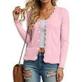 thumbnail image 5 of GEWSEY Womens Cropped Cardigan Knit Shrugs for Dresses Tops V Neck Button Down Cardigans Sweaters (Light Pink, L), 5 of 9