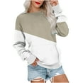 thumbnail image 2 of Antinious Womens Long Sleeve Crew Neck Sweatshirt Casual Pocketed Workout Tops,Sweatshirt for Women,Going Out Tops for Women,Khaki,M, 2 of 5