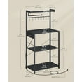 thumbnail image 3 of 4-Tier Kitchen Bakers Rack with Adjustable Shelf & Power Outlet, 55.1" Tall Microwave Stand with 8 S-Hooks, Charcoal Grey and Ink Black, 3 of 6