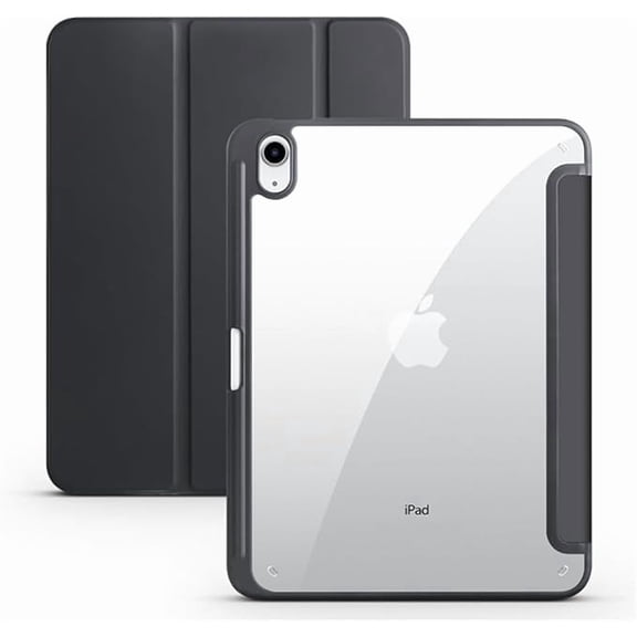 Clear Acrylic Back Magnetic Protective Case for iPad 10th Gen 10.9" — Black