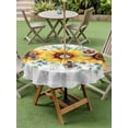 thumbnail image 5 of Outdoor Tablecloth with Umbrella Hole Zipper Sunflower Round Tablecloth 54" Waterproof Outside Table Cloth Yellow Floral Grey Plaid Eucalyptus Leaves Patio Table Cover Tablecloths for Picnic Party, 5 of 8