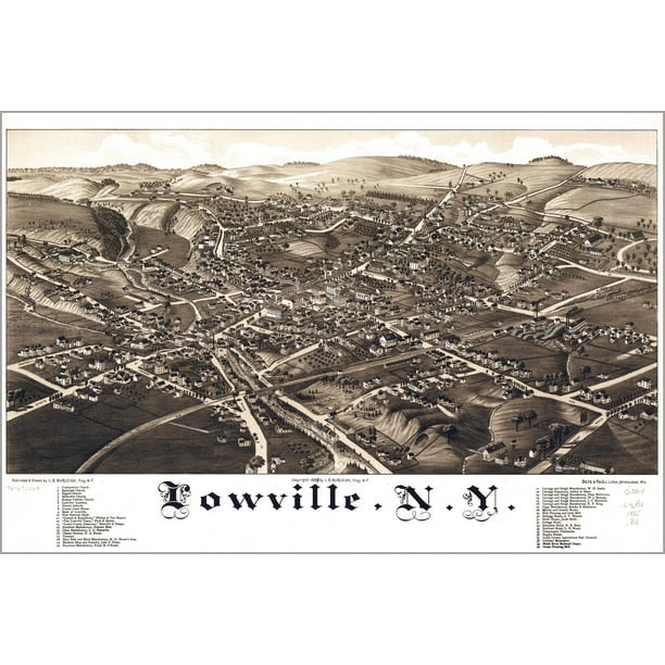 24"x36" Gallery Poster, map of Lowville new york 1885