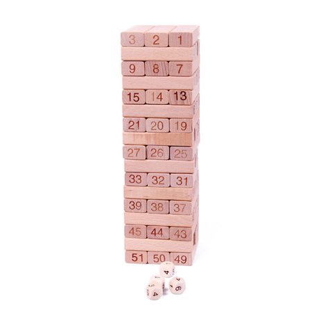 51 PCS Timber Tower Wooden Block Stacking Games Building Blocks Educational Toys for Kids 36 Months +