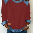 thumbnail image 7 of Womens Denim Shirt Long Sleeve Collared Blouses Casual Button Down Jean Shirt Western Vintage Denim Jacket Tunic Tops with Pockets Loose Fit Red M, 7 of 7