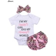 thumbnail image 4 of Spencer Newborn Baby Girl Letter Tops Romper Jumpsuit and Printed Pants with Headband Bodysuit Outfit Clothes Set White & Pink, (#A,70cm), 4 of 8