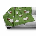 thumbnail image 2 of Sheep Soft Flannel Fleece Throw Blanket, Illustration of Fluffy Farm Animals Repetitive Pattern, Cozy Plush for Indoor and Outdoor Use, 60" x 80", Fern Green Cinnamon, by Ambesonne, 2 of 5
