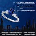 thumbnail image 2 of Gem Stone King 14K White Gold Blue Created Sapphire and White Moissanite Engagement Ring for Women | 1.80 Cttw | Oval 8X6MM | Gemstone September Birthstone | Size 8, 2 of 6