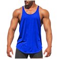 thumbnail image 2 of Ecqkame Men's Workout Tank Tops High Resilience Breathable Gym Shirts Muscle Fitness Bodybuilding Sleeveless Shirts 02-Blue L, 2 of 7