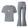 thumbnail image 4 of WOYY Girls Casual Outfits Heart Print Short Sleeve T Shirt Flared Pants Set, Sizes 7-13, 4 of 4