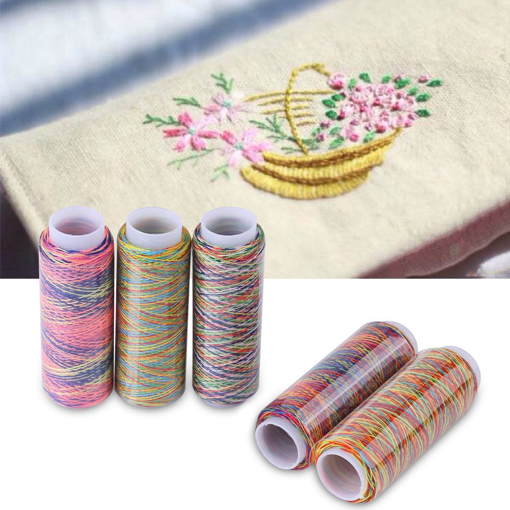 LYUMO Quilting Thread, Multicolor Thread Spools,5pcs Multicolor&nbsp;Gradient Sewing Quilting Embroidery&nbsp;Thread Spools Garment Accessory