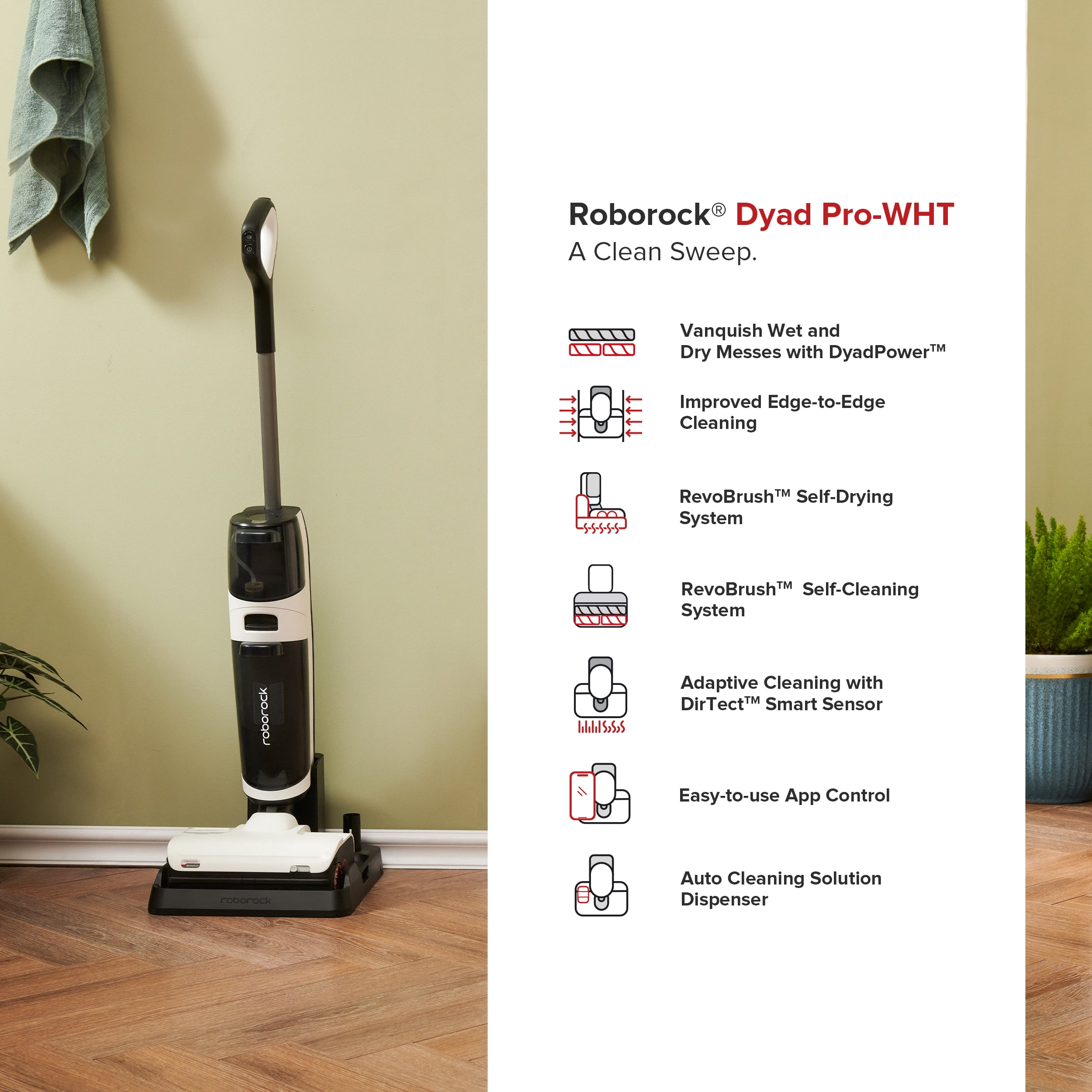 Roborock® Dyad Pro Wet and Dry Vacuum Cleaner with multi-rollers, 17000Pa  Suction, Self-Cleaning and Self-Drying