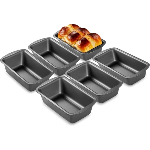 6 Pack Bread Pan 1 Lb, 8.5 x 4.5 Inch Loaf Pans for Baking Bread, Nonstick Meatloaf Pan with Wide Grips, Banana Bread Tin for Homemade Bread, Grey