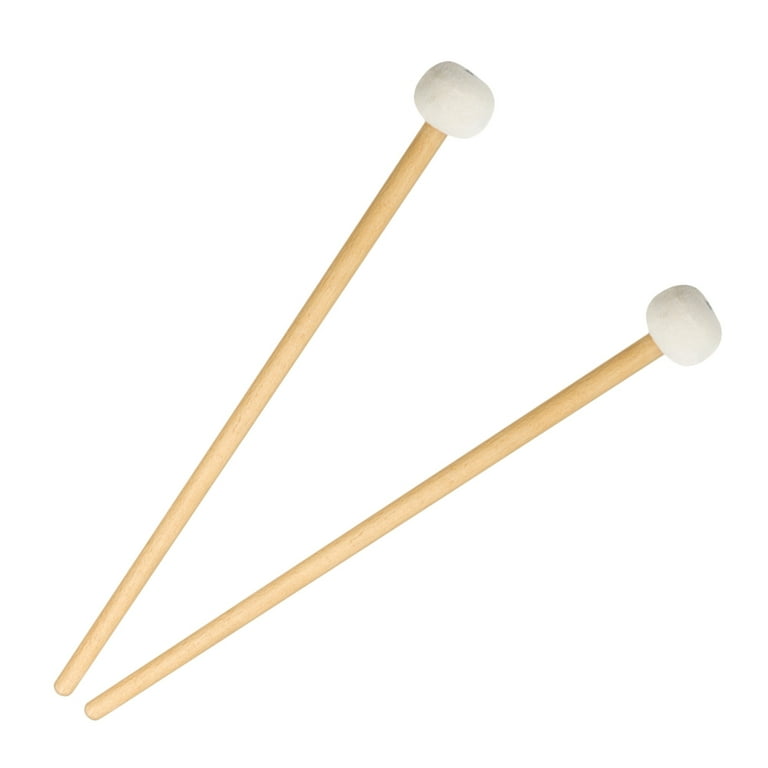 1 Pair Timpani Mallets Sticks Felt Head Drum Sticks Mallets with Wood Handle Musical Percussion (White), Size: 38.5X3.5X3.5cm