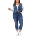 thumbnail image 2 of Agnes Orinda Women's Plus Size Cropped Denim Vest Button Down V Neck Sleeveless Casual Jean Waistcoat Jackets 4X Gray Blue, 2 of 6