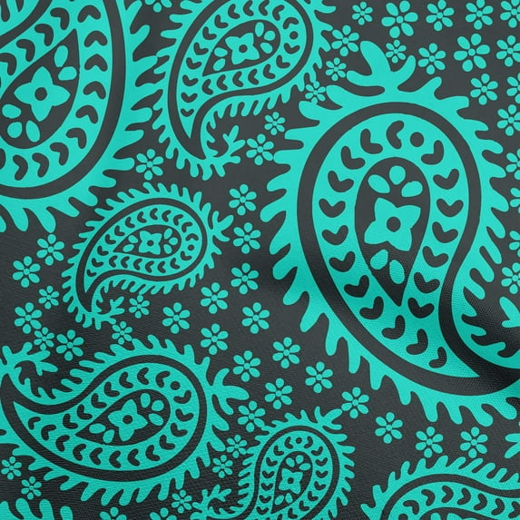 oneOone Viscose Jersey Turquoise Green Fabric Asian Paisley Craft Projects Decor Fabric Printed By The Yard 60 Inch Wide