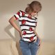 thumbnail image 3 of Balery Ladybugs on Black and White Striped1 Body de cuello redondo de manga corta para mujer Tops de manga corta Tops básicos-Small, 3 of 7