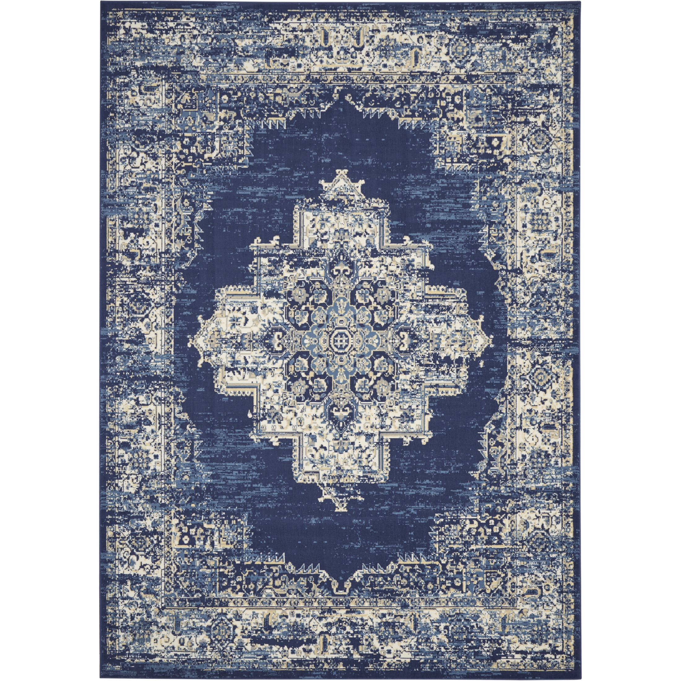 Nourison Grafix Persian Navy Blue 8'6" x 12' Area Rug, (9x12)