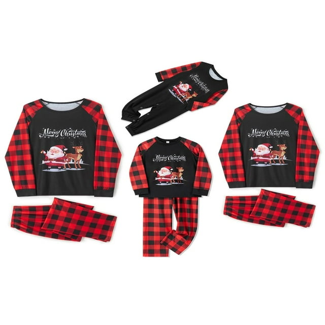 Pyjamas de Noël Assortis pour Fêtes de Fin d'Année Santa Claus Print Cotton Pjs Set Sleepwear