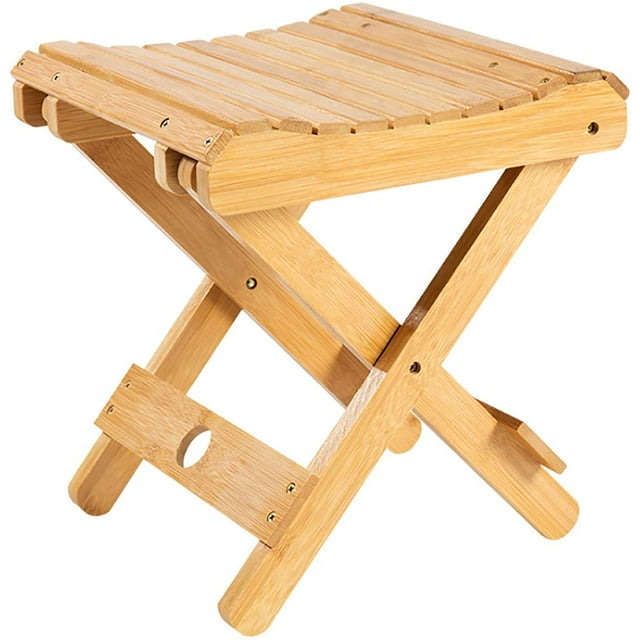 Natural Bamboo Folding Stool Spa Shower Seat for Bathroom