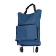 thumbnail image 3 of Foldable Cart Bag, Sturdy Zipper Foldable Shopping Cart Large Capacity Portable With Wheels For Traveling Navy Blue, 3 of 8