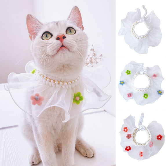 Reheyre Flower Pattern Pet Bandana Costume - Breathable Lace Bib for Dogs and Cats - Holiday Dress-up