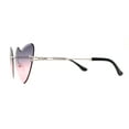 thumbnail image 3 of Womens Gothic Luxe Rimless Beveled Lens Cat Eye Heart Sunglasses Silver Black Pink, 3 of 4