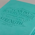 thumbnail image 7 of Classic Faux Leather Journal I Can Do Everything Philippians 4:13 Bible Verse Teal Inspirational Notebook, Lined Pages w/Scripture, Ribbon Marker, Zipper Closure, 7 of 7