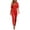 Red, variant on Sunnin Womens Jumpsuit Belted Waist Pockets Short Sleeve Collared Slim Long Pants XS-L