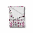 thumbnail image 2 of Emoticon Soft Flannel Fleece Throw Blanket, Memphis Doodle Lip Star Strawberry Speech Bubble on Stripe Pattern, Cozy Plush for Indoor and Outdoor Use, 70" x 90", Pale Grey White Magenta, by Ambesonne, 2 of 6