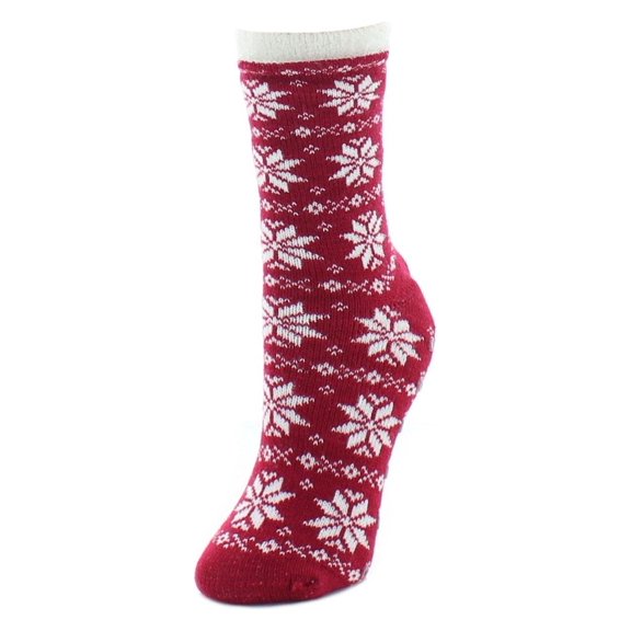 MeMoi Holiday Snowflake Fuzzy Lined Crew Socks - Womens - Female