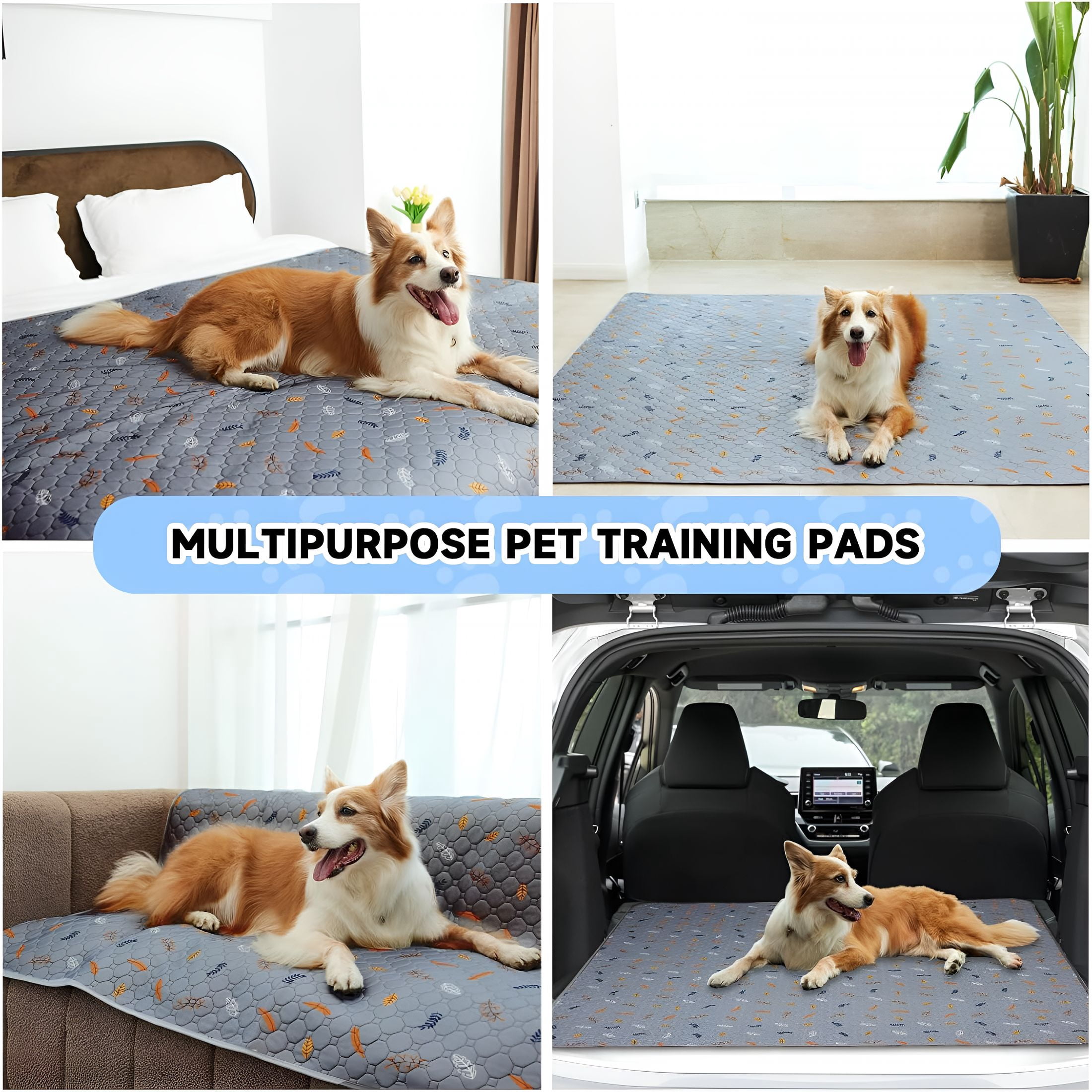 XIBUFE 2 Pack Washable Guinea Pig Pee Pads, 24" X 48" Waterproof Reusable Guinea Pig Cage Liners, Absorbent Bedding Training Mat for Small Animal Guinea Pigs Rabbit Bunny Hamster - Light Grey