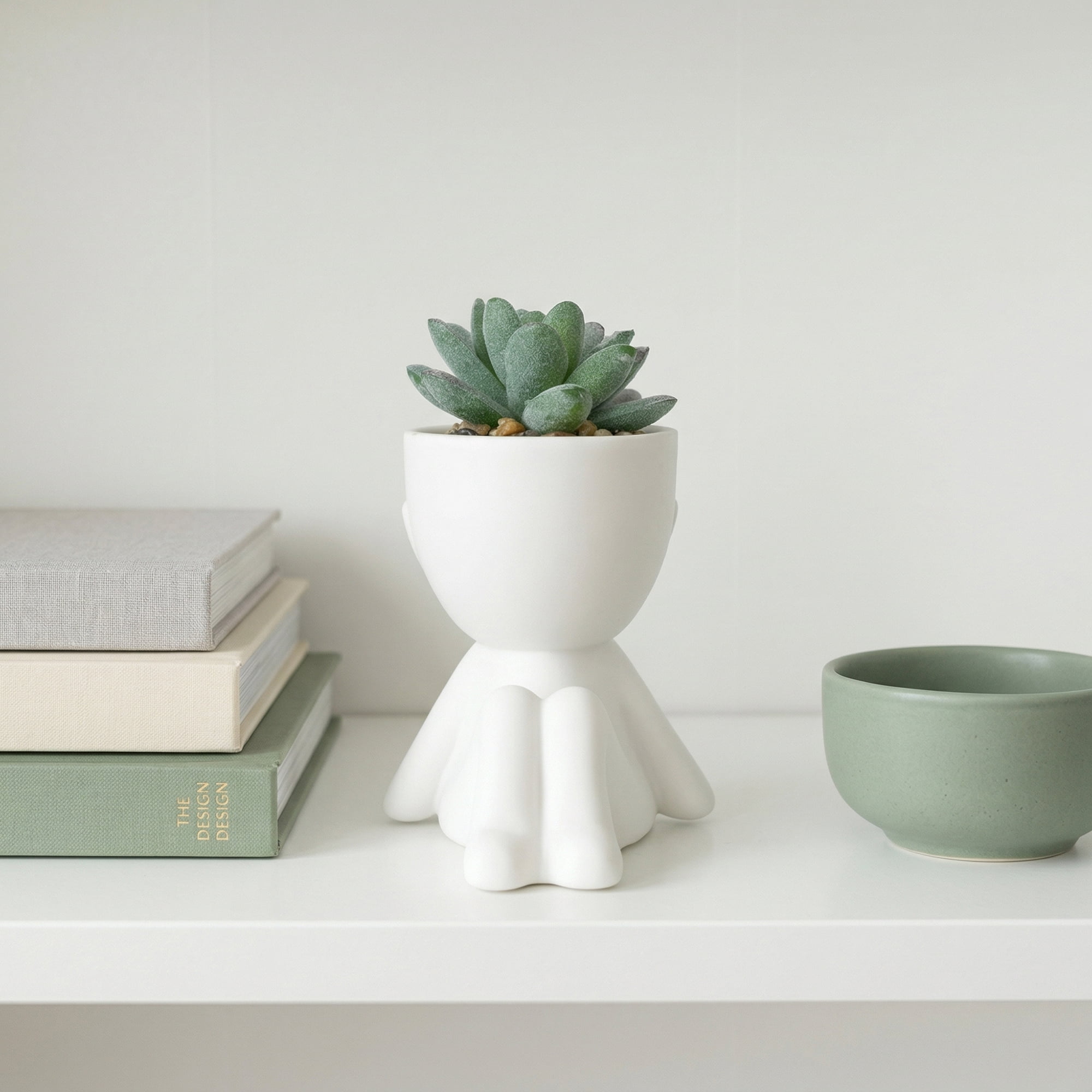Unique Bargains Artificial Succulents in Humanoid Pots 4.7" Spiky Tower Green