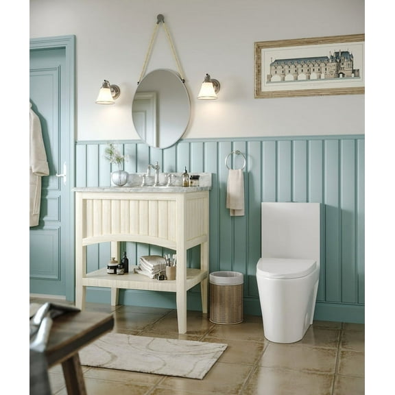 DeerValley DV-1F52102 Elongated One Piece Toilet with Comfort Chair Seat, Bowl Height 15 3/4", Dual Fulsh, 1.6 GPF, White