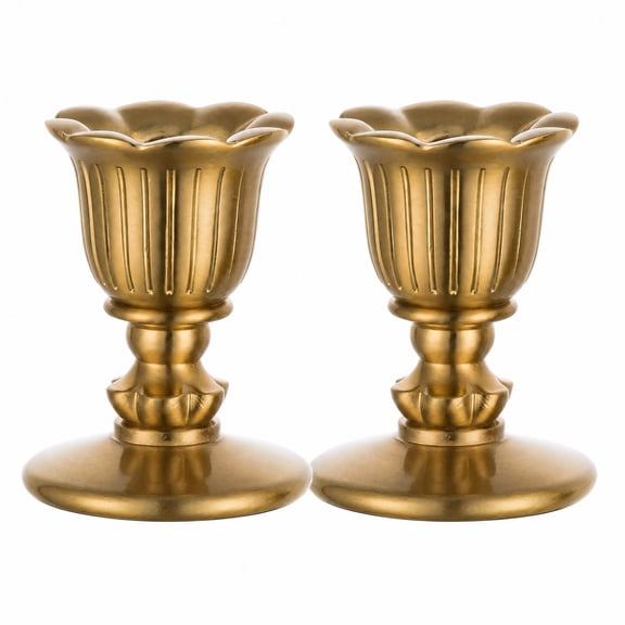 2 Pcs Gold Taper Candlestick Candle Holders for Wedding Party, Christmas Mantel Decoration
