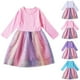 thumbnail image 3 of Odeerbi Niñas Manga Larga Vestido Tul Arcoiris Lentejuelas Primavera Otoño Vestidos Algodón Cuello Redondo Malla Patchwork Vestido Suelto, 3 of 3