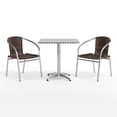 thumbnail image 6 of Emma + Oliver 27.5" Square Aluminum Table Set-2 Dark Brown Rattan Chairs, 6 of 13
