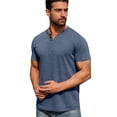 thumbnail image 5 of Qwertyu Mens Henley Lightweight Shirts Short Sleeve Casual Cotton Button T-Shirts Summer Basic Tee Royal Blue XL, 5 of 6