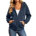 thumbnail image 7 of Tdoqot Womens Oversized Hoodies with Pockets- Casual Long Sleeve Trendy Adjustable Drawstring Zip Up Sweatshirt Navy Size S, 7 of 7