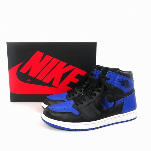 N I-K-E Sneakers A i r-Jor-dan 1 RETRO HIGH OG ROYAL 28cm Black Wte Blue 555088 007 M