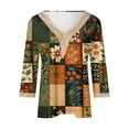 thumbnail image 5 of Xuyuer Women's Printed V-Neck 3/4 Sleeve Blouse, Loose Fit Casual T-Shirt Top for Spring and Summer Outfits, 5 of 5