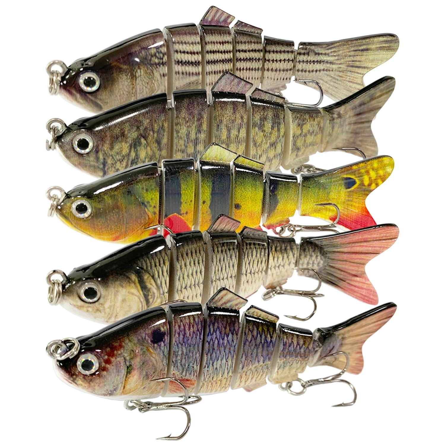 WDG 5Pcs Bass Fishing Lures Trout, Multi Jointed Swimbaits 6 Segmented