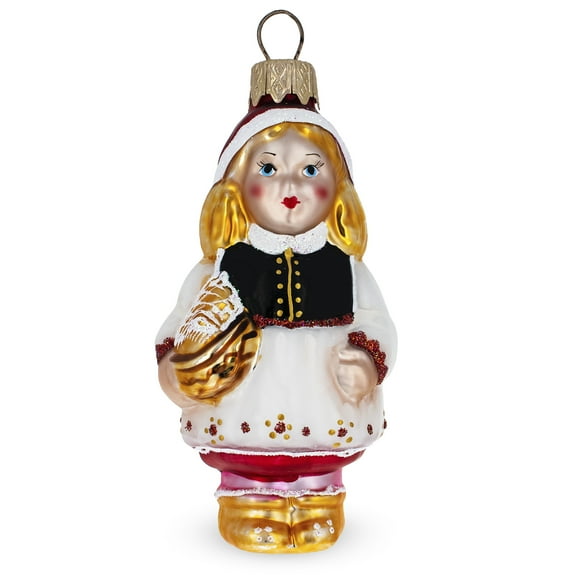 Red Riding Hood Glass Christmas Ornament